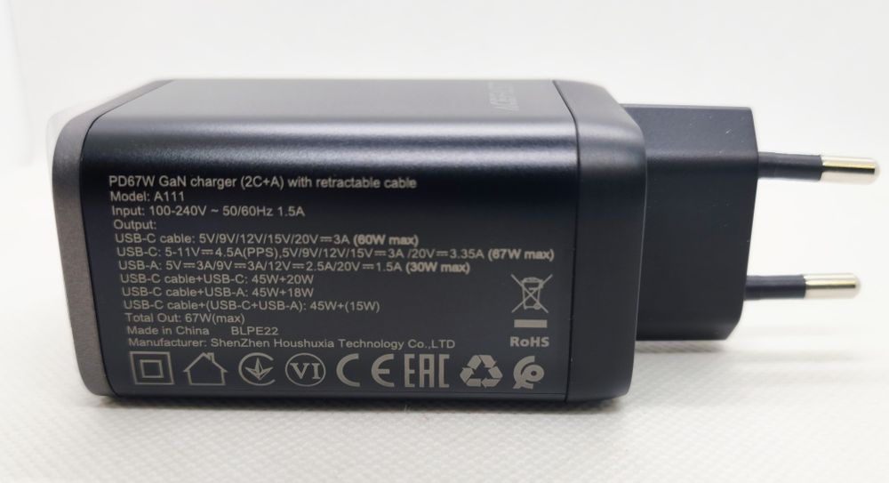 ACEFAST PD67W GaN. Быстрое многопортовое зарядное устройство