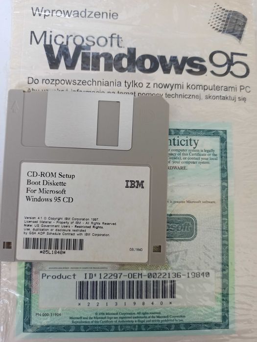 Windows NT 4.0 płyta, certyfikat, książka