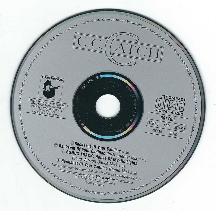Maxi CD C.C. Catch - Backseat Of Your Cadillac (1988) (Hansa)