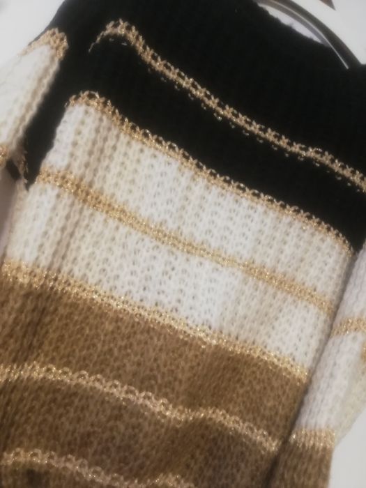Sweter czarno złoty na do 130 biust