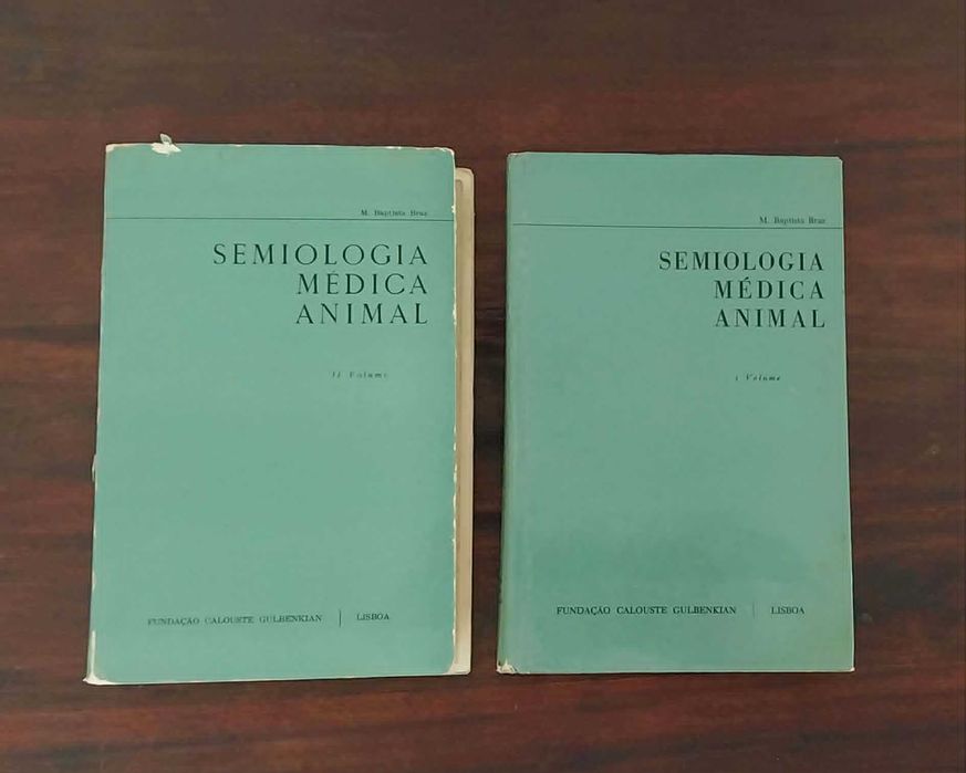 Obra da Medicina Veterinária "Semiologia Médica Animal", 1.º e 2.º Volumes, de M. Baptista Braz