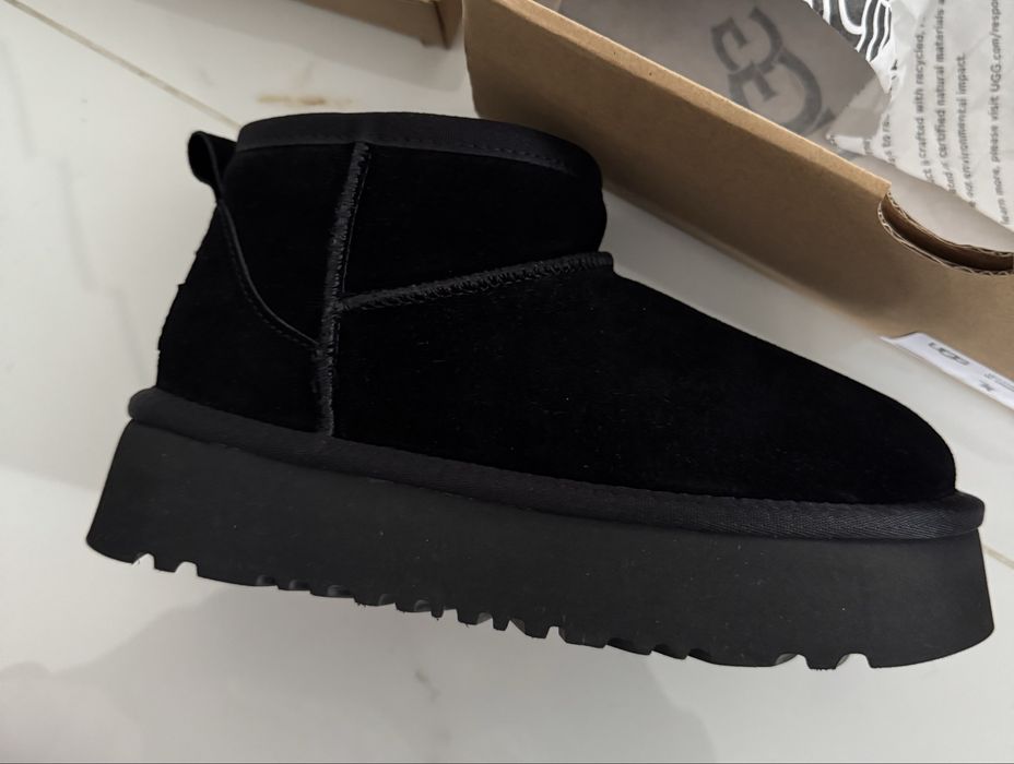 Чорні уггі, ugg платформа 3 см