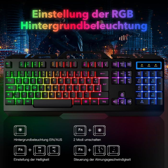 Klawiatura gamingowa LED QERRTZ