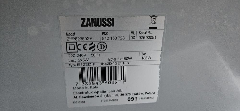 Exaustor Zanussi