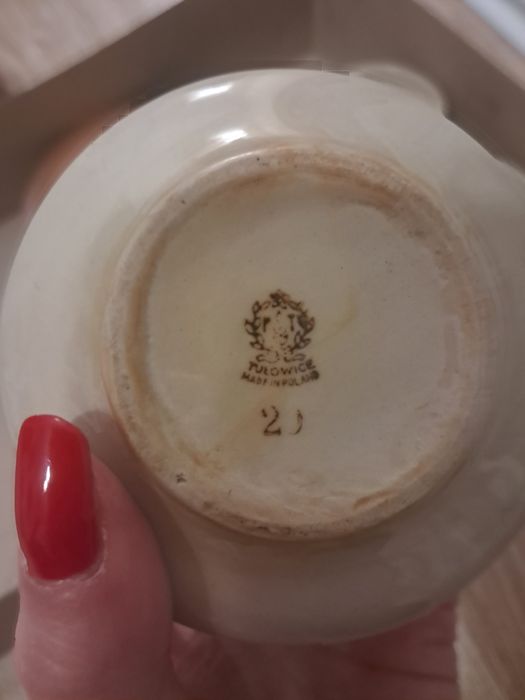 Filiżanki ze spodeczkami Tułowice, made in Poland, ceramika z czasów P