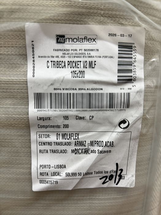 Colchão Molaflex Tribeca Pocket 105x200