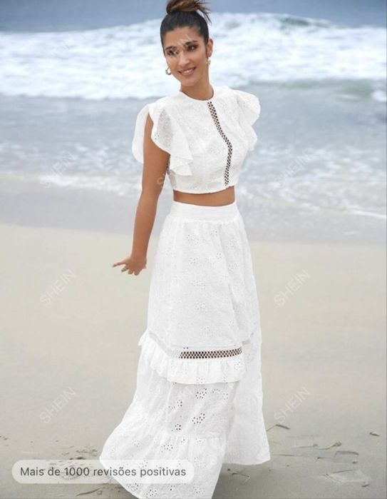 Komplet boho krotki top i spódnica maxi