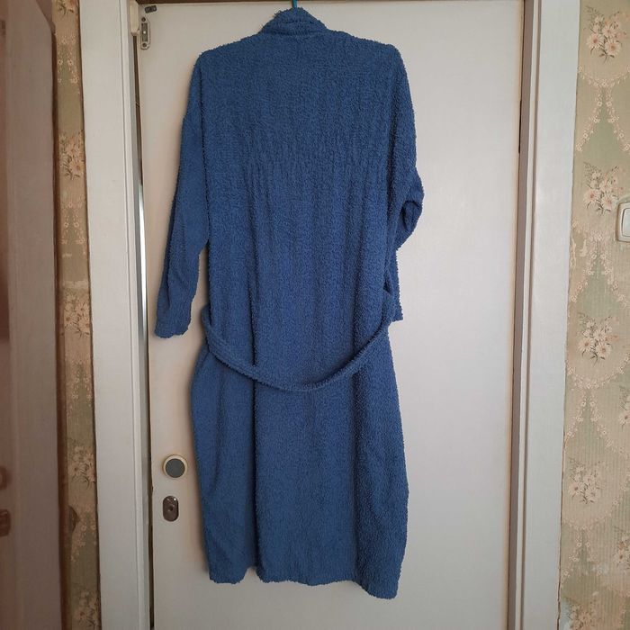 Халат жіночий махровий бавовняний синій, розмір L, 100% бавовна