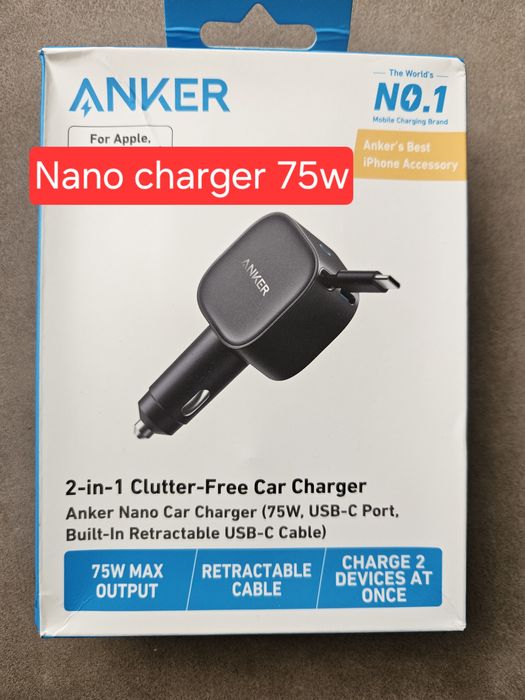 Anker 30w, 40w, 45w smart, car charger 75w, 240w cable,зарядні та кабелі