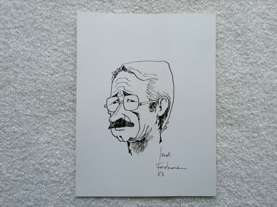 Jacek Fedorowicz autoportret z autografem