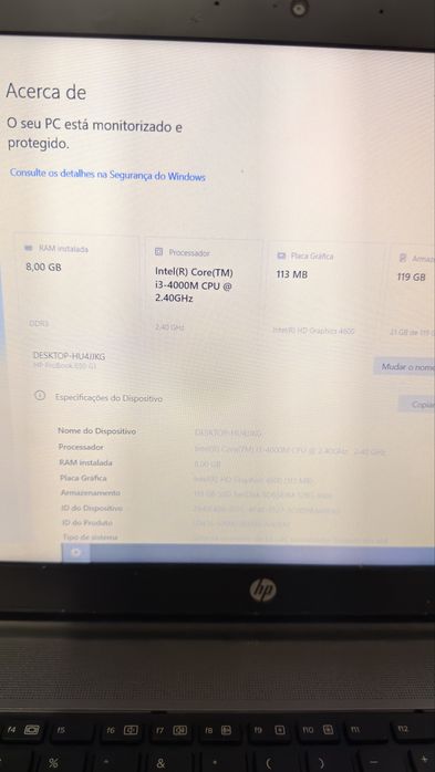 Portátil HP i3 8GB RAM SSD 128GB