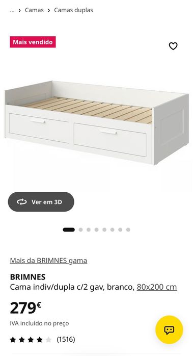 Cama solteiro com arrumação