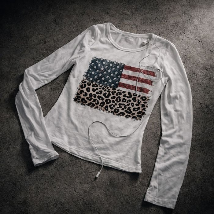 USA Leopard Flag long sleeve y2k