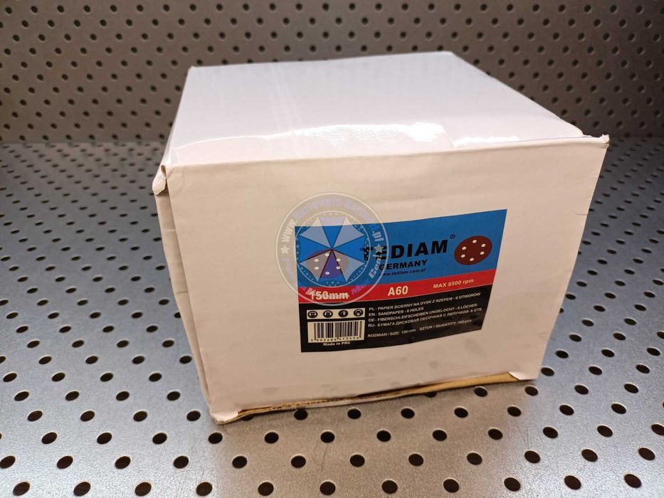 50szt. A60 Krążek na Rzep 150mm z otworami Papier Ścierny 150mm 60