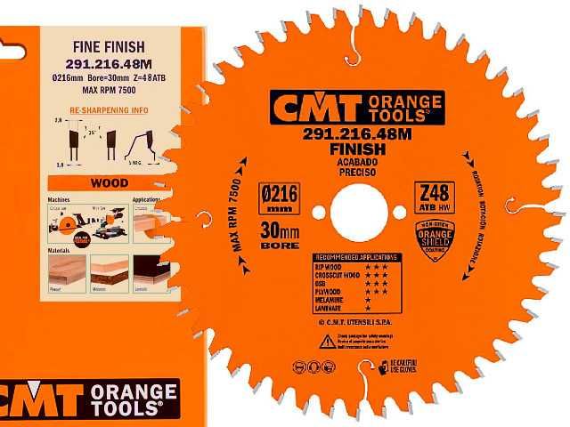 CMT 291.216.48M Tarcza do cięcia drewna Laminatu Piła Widia 216x30 Z48