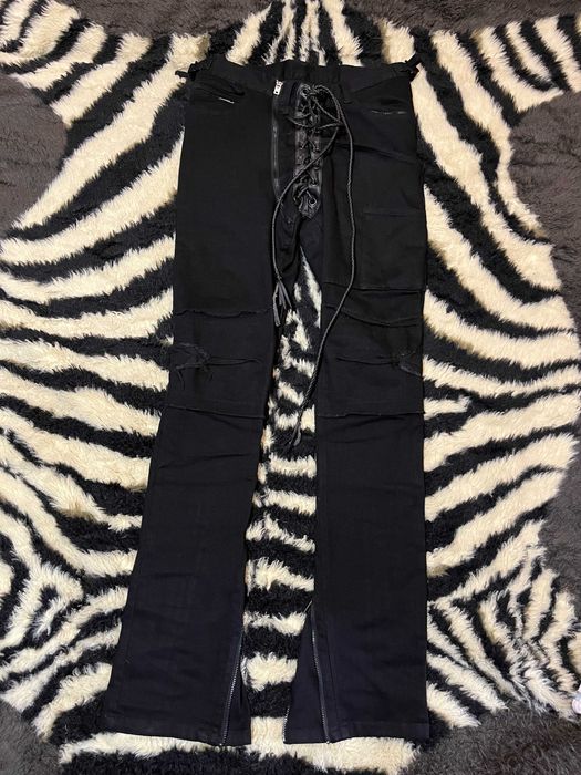 If Six Was Nine Front Lace Up SBCM Штаны Слим Фит Джинсы lgb japanese fashion archive