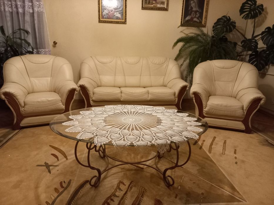 Komplet wypoczynkowy skórzany