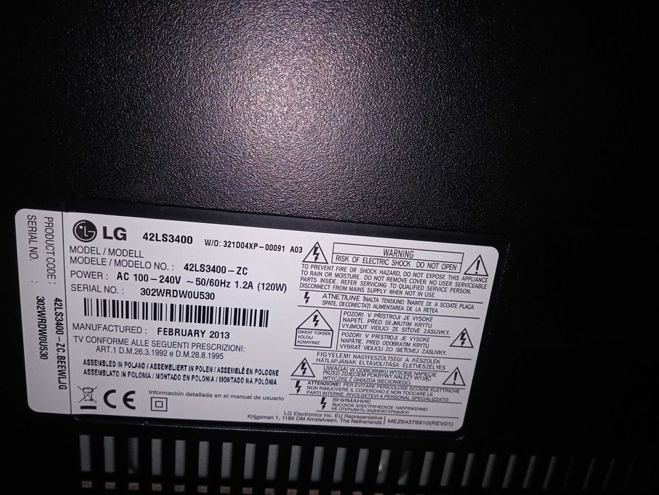 Sprzedam telewizor model LG 42LS3400 brak Smart TV