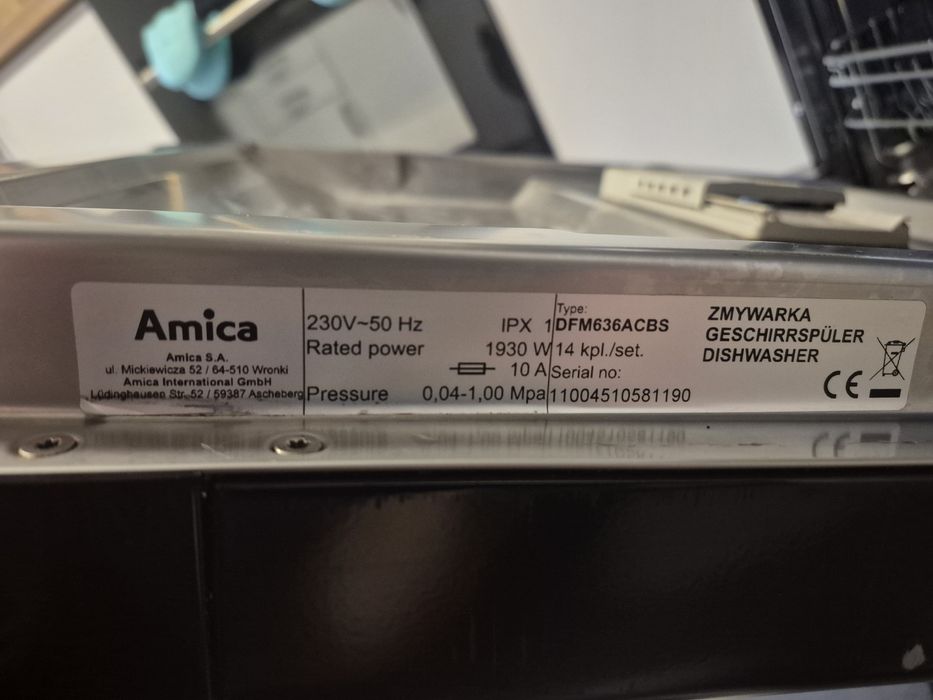 Zmywarka Amica  czarna wolnostojąca