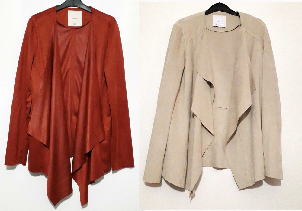 2 Casacos drapeados efeito suede da Pull & Bear (S) e Mango (M)