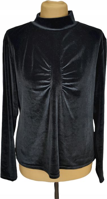 Fajny welurowy czarny golf z marszczeniem r. Xl