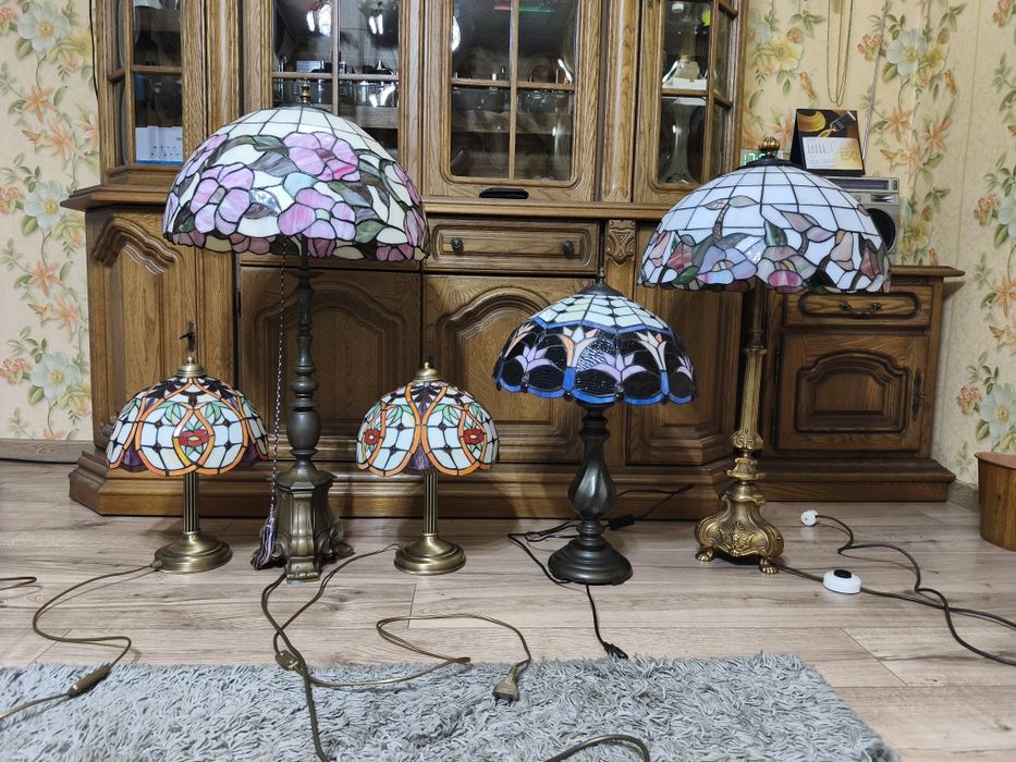 Lampy witrażowa mosiądz brąz