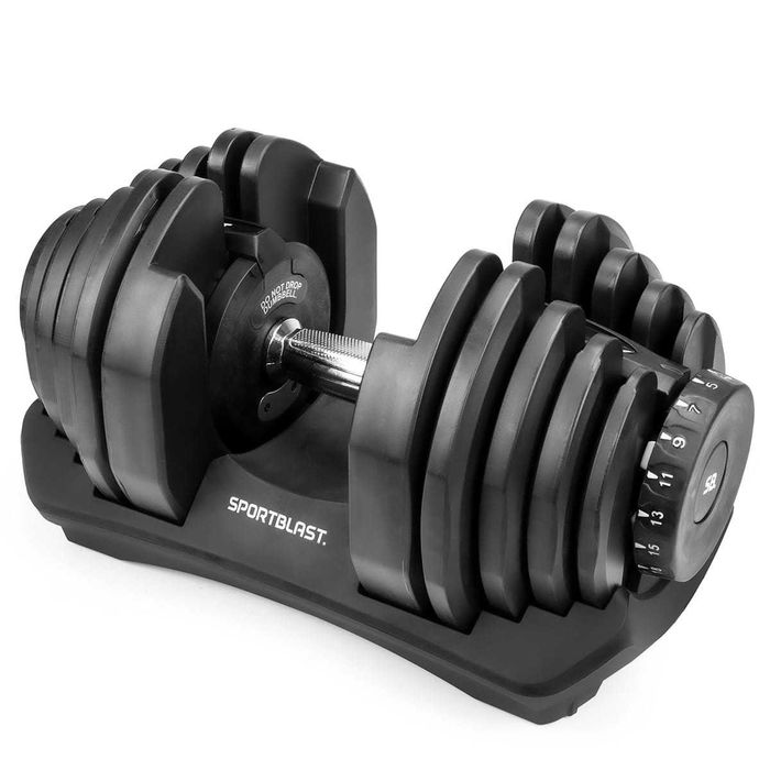 Hantla regulowana 40kg z podstawą HANTLE odważnik Hantel gumowany WR