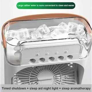Mini Refrigerador Ventoinha Purificador Humidificador USB Agua Gelo LED NOVO