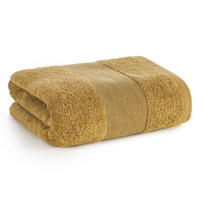 Ręcznik Zoja 70x140 07 musztardowy z bordiurą zdobioną błyszczącą nicią 500 g/m2