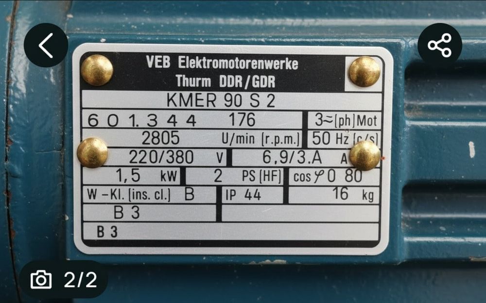 Motor Elétrico Trifásico VEB (Alemão) 1.5kW