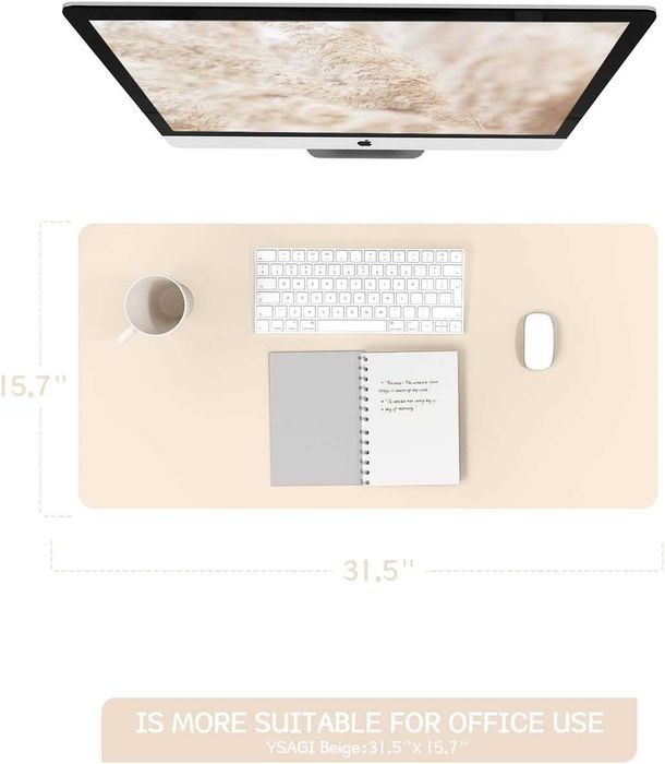 Podkładka pod mysz i laptop YSAGi 80x40 cm beżowa skóra