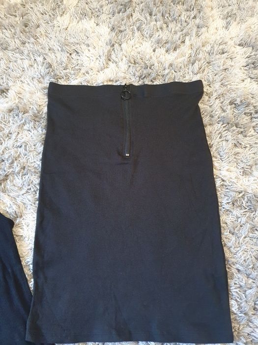 Czarny top z koronką plus spódnica S/M