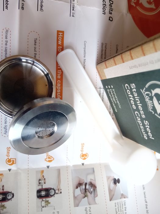 Cápsula Café Delta Q reutilizável + pincel + copo medida (NOVO)