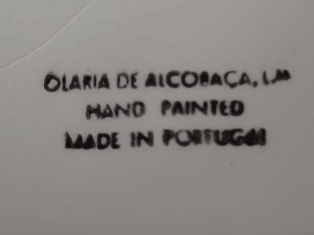 Terrina redonda/ Centro de mesa, c  prato e floral rosa pintado à mão - Olaria de Alcobaça