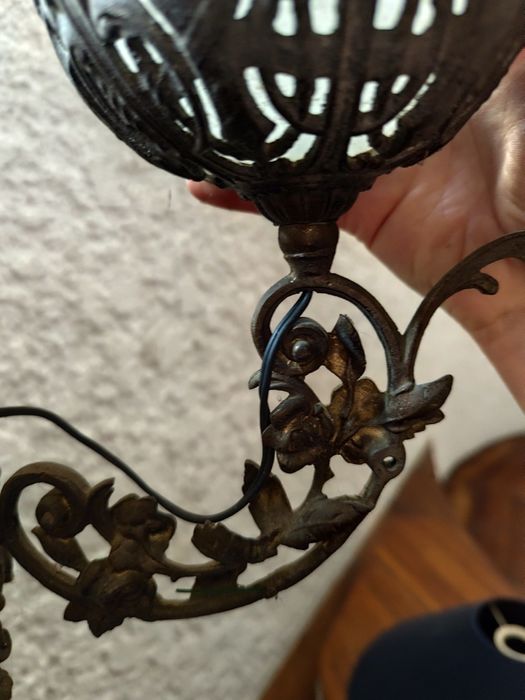 Candeeiro para lamparina de parede antigo