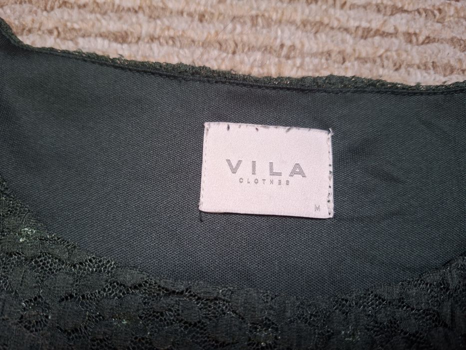 Sukienka Vila Clothes r. M koronkowa ciemna zieleń