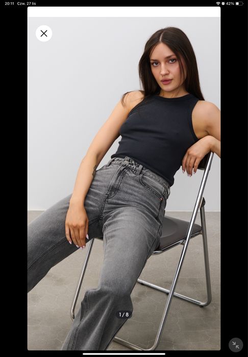 Spodnie szerokie z szersza nogawka szare