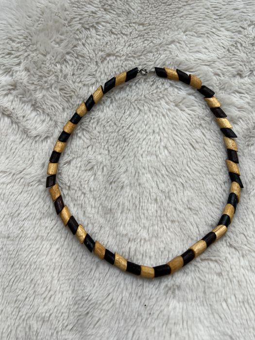 Naszyjnik korale koraliki drewniane drewno egzotyczny unisex boho 21