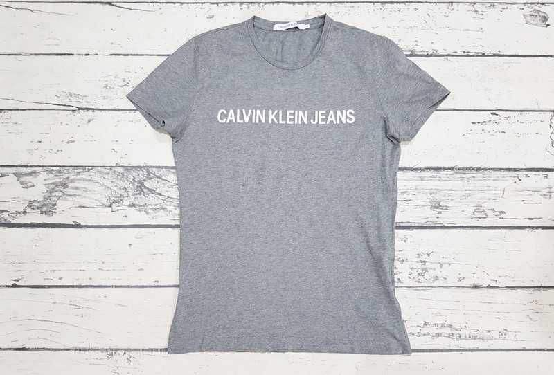 Calvin Klein Jeans * koszulka * nadruk * szara * męska * M