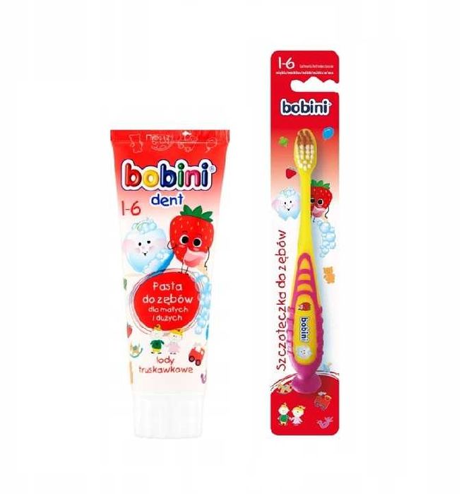 Pasta do zębów + szczoteczka 1-6 lat pasta dla dzieci Bobini 75 ml