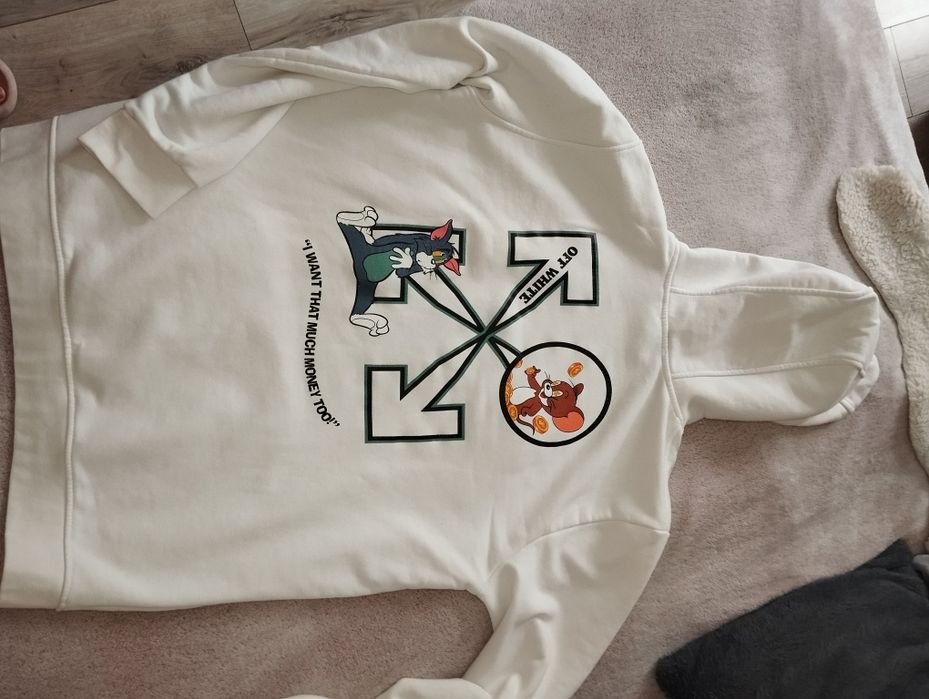 Bluza z kapturem kolekcjonerska off - white Tom & Jerry XXL z 2013