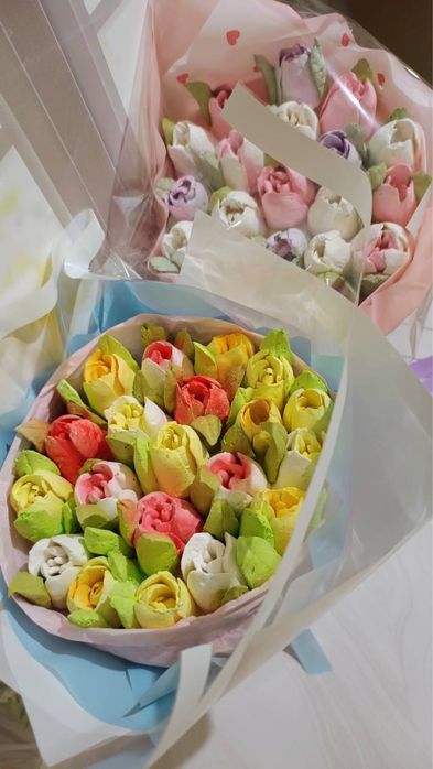 Букет із зефіру, тюльпани, квіти , подарунок
