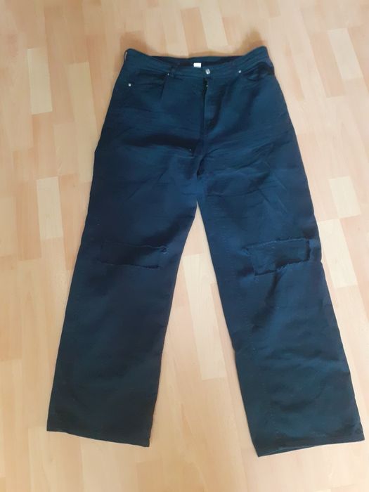 Czarne spodnie szerokie nogawki H&M R.46
