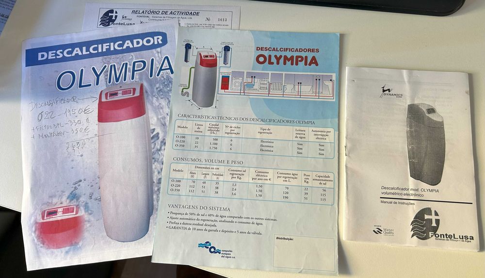 Descalcificador de águas domésticas Olympia modelo O-220