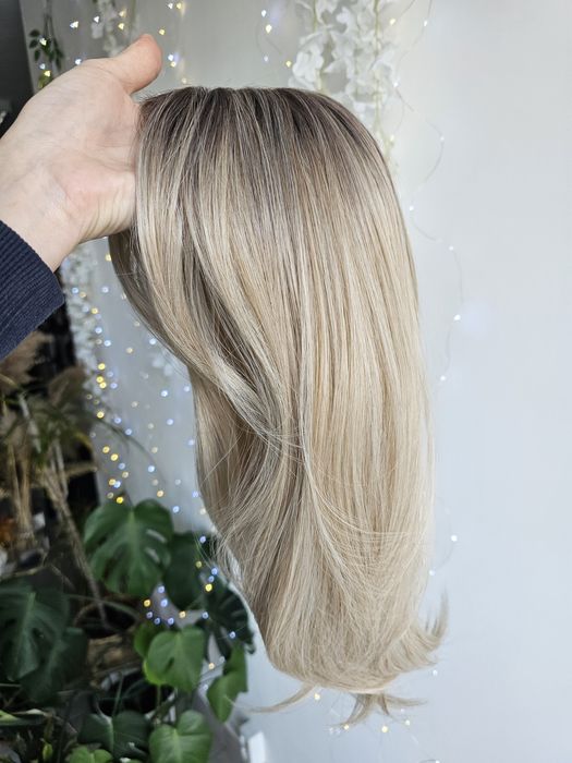 Tupet topper jasny beżowy blond z odrostem Paris 50 cm naturalny efekt