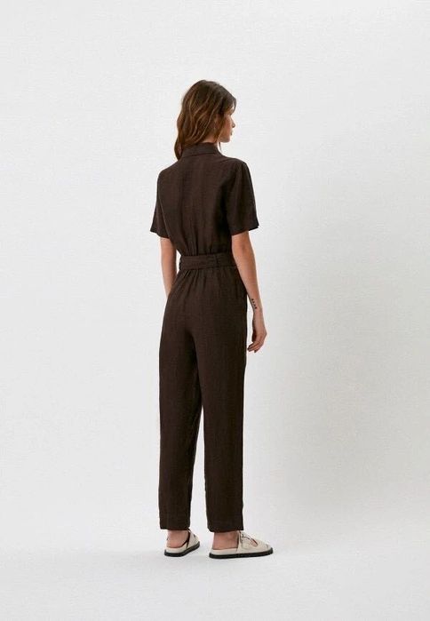 Шоколадний лляний комбінезон Massimo Dutti коричневий комбез массімо