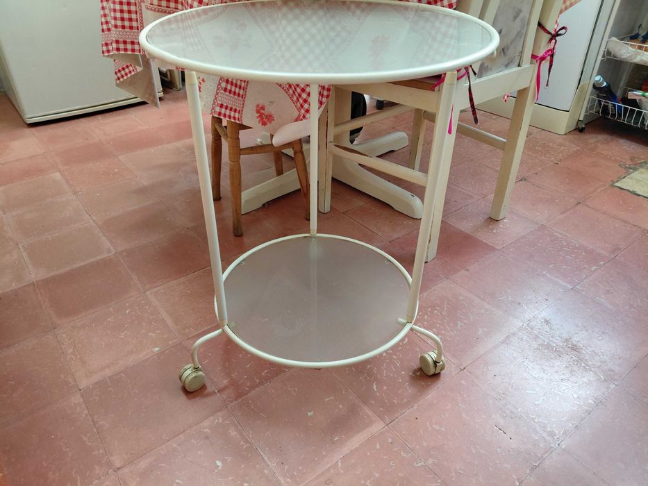 Mesa Ferro com 2 Tampos em Vidro