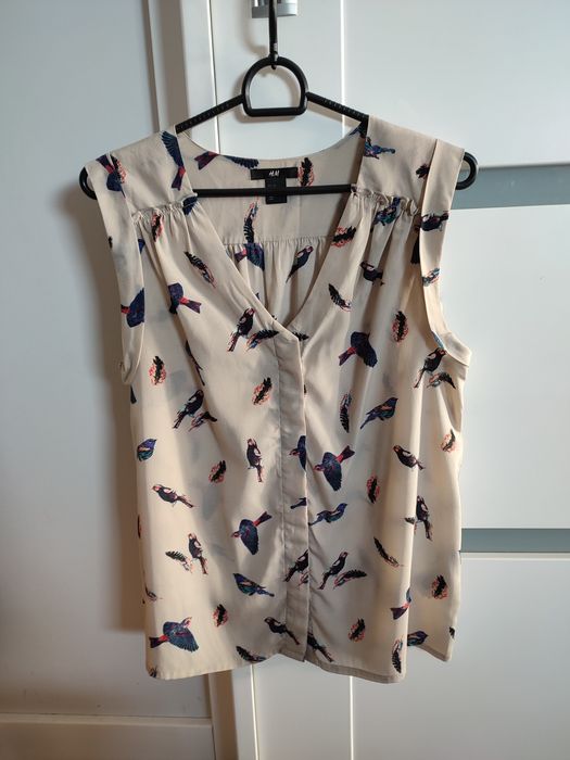 H&m bluzka przewiewna XS s 36 34 beżowa