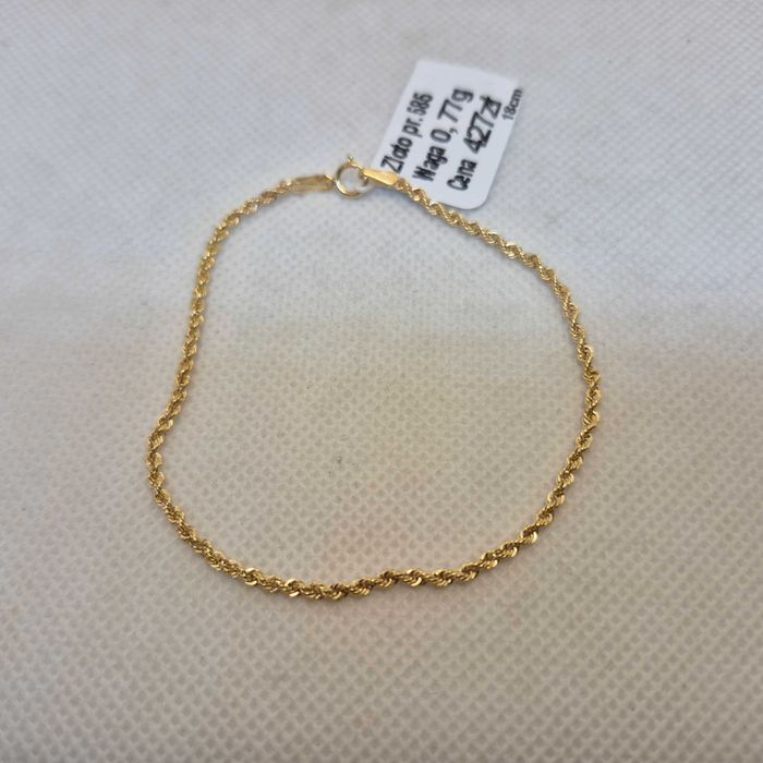 Bransoletka złota 0,77g pr.585 18cm kordel; Komis Jasło Igielna