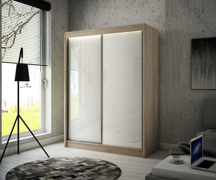 Szafa przesuwna ze szkłem lacobel 120cm szafa bez lustra w połysku